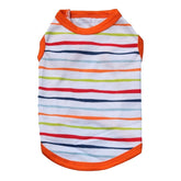 KUTKUT Drooling Stripes Print T-Shirt for Small Dogs | Breathable Cotton Sleeveless Shirt for ShishTzu, Maltese, Pappilon Toy Poodle etc (Size: L, Chest Girth 45cm, Back Length 35cm) - kutkut